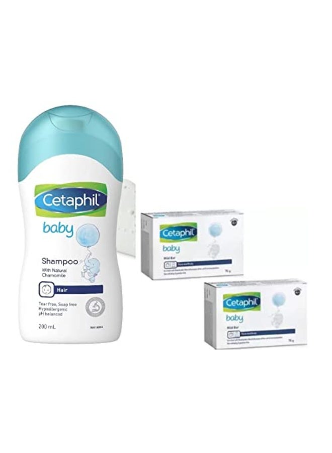 Cetaphil Baby Shampoo-200 ml and Baby Mild Bar 75g (Pack of 2) - Combo - Image 1